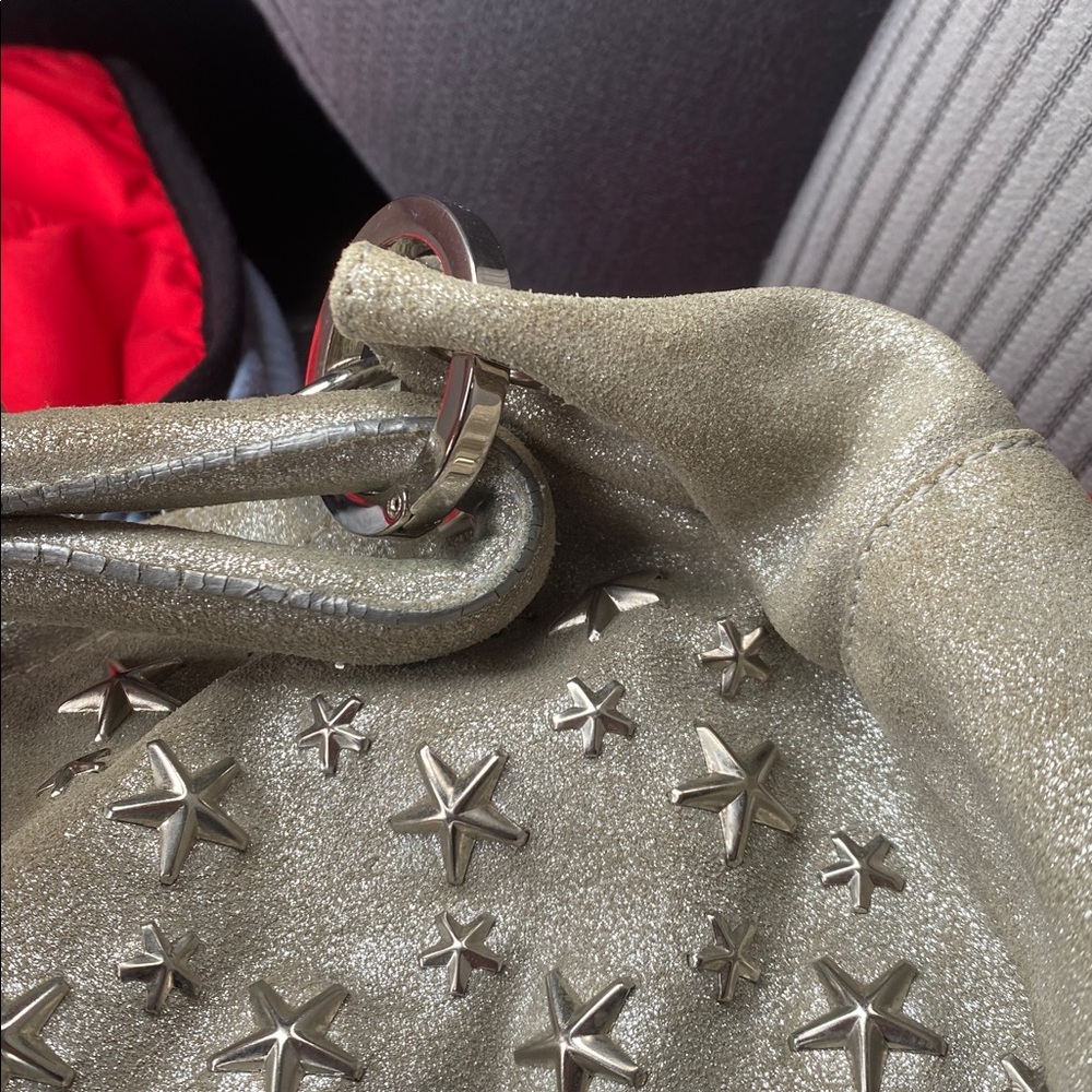 Jimmy Choo metallic silver leather star studded shoulder bag iconic - Picture 5 of 15